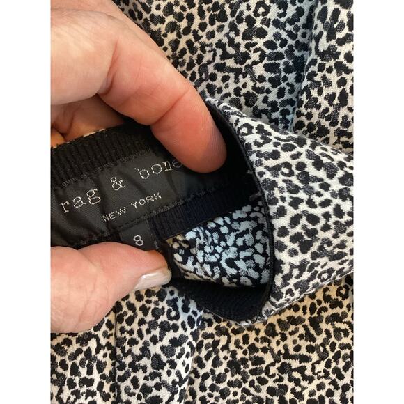 Rag & Bone Black White Print Leopard Slim Ankle Flat Front Pencil Pants 8 Cute! - Picture 3 of 6